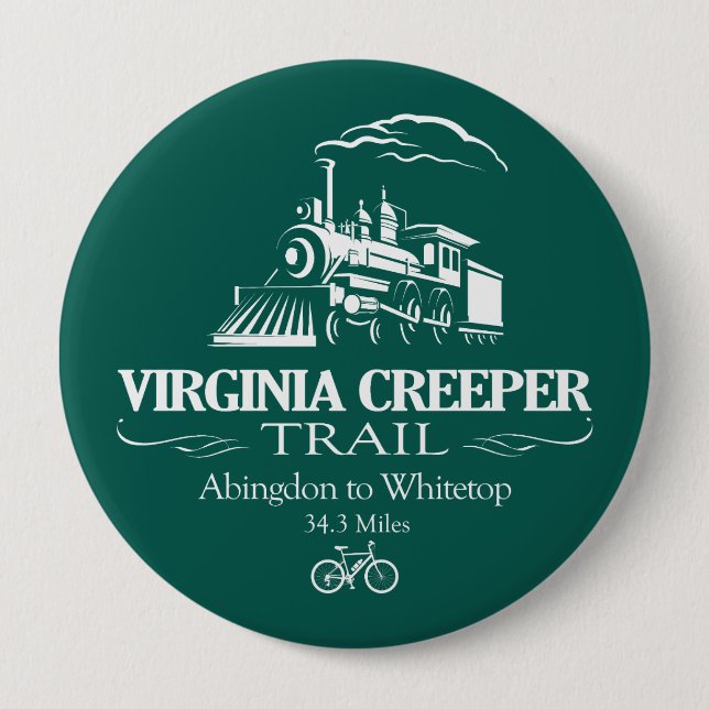 Virginia Creeper Trail (RT) 4 Inch Round Button (Front)