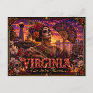 Virginia Día de los Muertos Retro Postcard