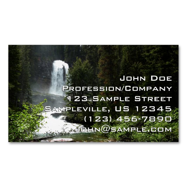 Virginia Falls at Glacier National Park Magnetic Business Card (Front)