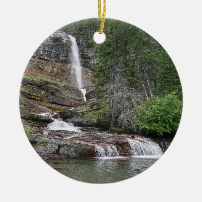 Virginia Falls II at Glacier National Park Ceramic Ornament (Front)