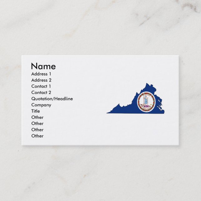 Virginia Flag Map Business Card (Front)
