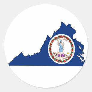 Virginia Flag Map Classic Round Sticker