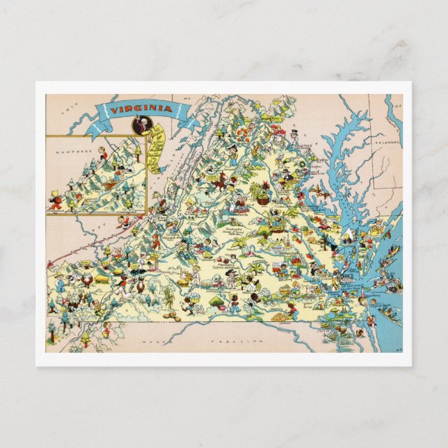 Virginia Funny Map Postcard (Front)