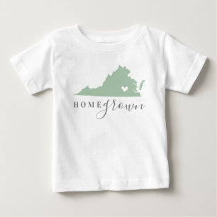 Virginia Home Grown Editable Colours State Map Baby T-Shirt