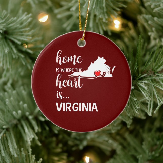 Virginia home is where the heart is ceramic ornament (Tree)