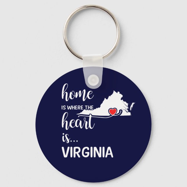 Virginia home is where the heart is keychain (Front)