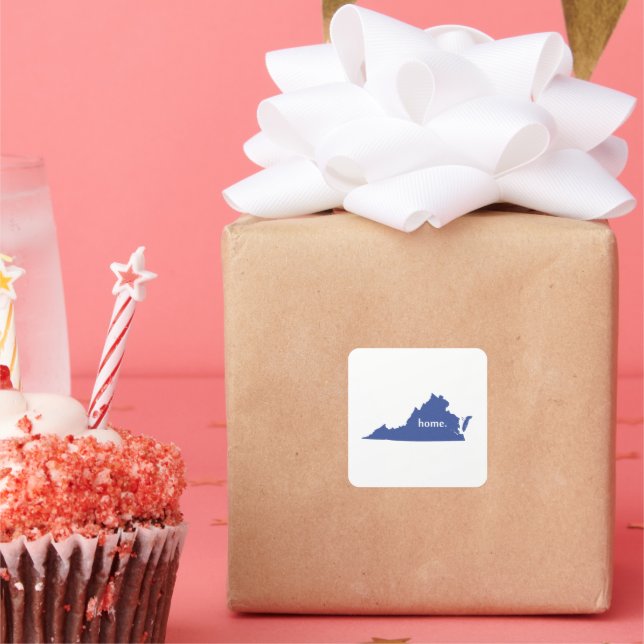 Virginia home silhouette state map square sticker (Party)