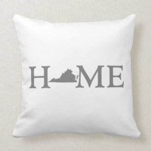 Virginia Home State Shaped Letter Grey Word Art Throw Pillow