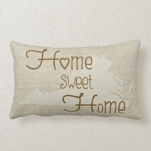 Virginia-Home Sweet Home burlap-look custom name Lumbar Pillow