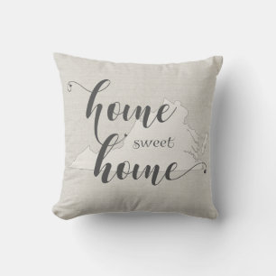 Virginia  - Home Sweet Home burlap-look Throw Pillow