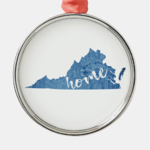 Virginia Home Wood Grain Metal Ornament
