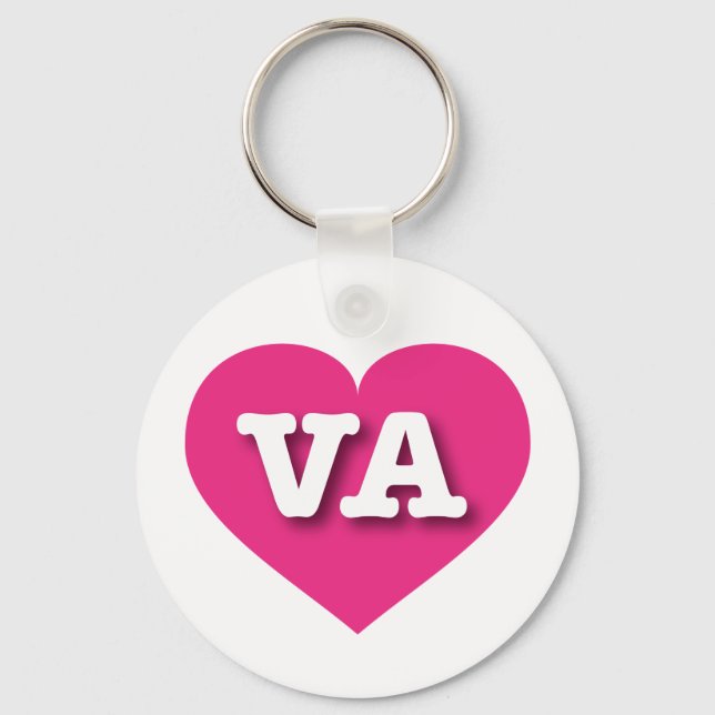 Virginia Hot Pink Heart - I love VA Keychain (Front)