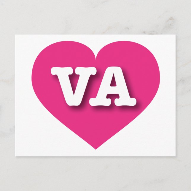 Virginia Hot Pink Heart - I love VA Postcard (Front)