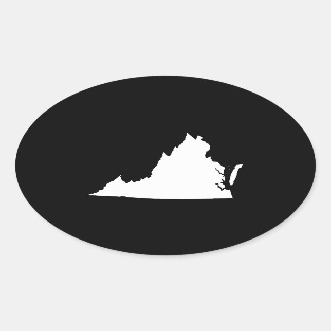 Virginia in White and Black Oval Sticker (Front)