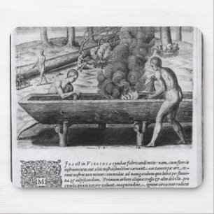 Virginia Indians making dugout boats Mouse Pad