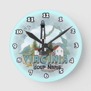Virginia Lighthouse Round Clock