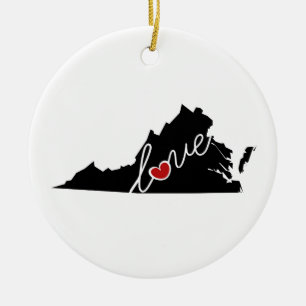 Virginia Love! Gifts for VA Lovers Ceramic Ornament