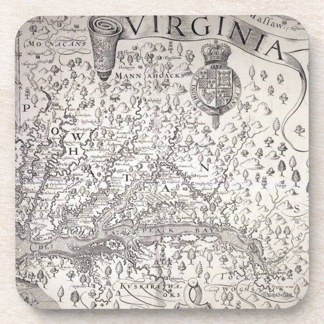 Virginia Map, 1612 Coaster (Front)