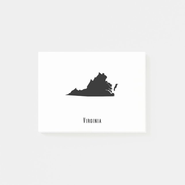 Virginia Map - Black and White Modern Virginia Map Post-it Notes (Front)