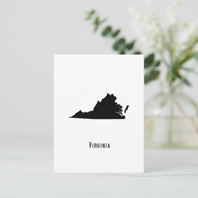 Virginia Map - Black and White Modern Virginia Map Postcard (Standing Front)