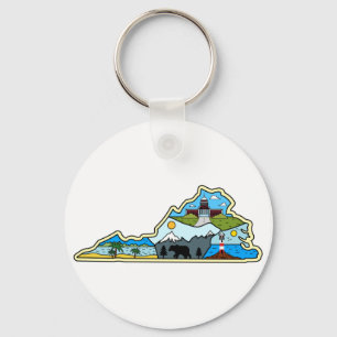 Virginia Map Chesapeake Charlottesville Lynchburg Keychain