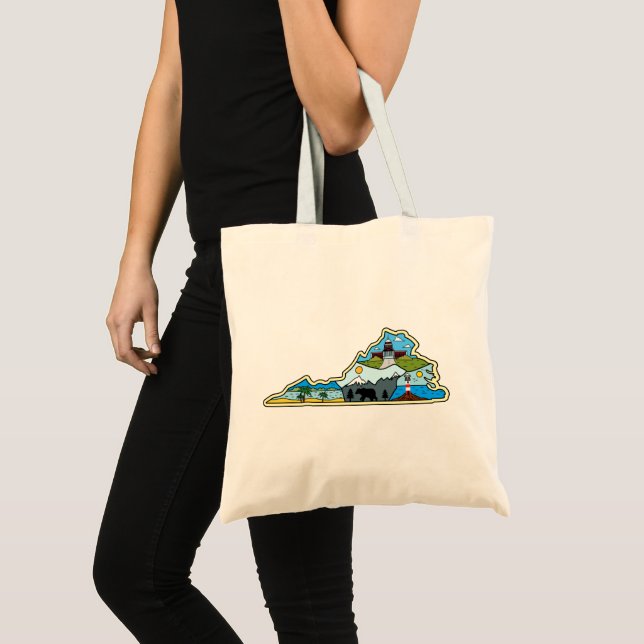 Virginia Map Chesapeake Charlottesville Lynchburg Tote Bag (Front (Product))