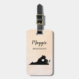 Virginia Map Luggage Tag, Wedding Party Welcome Luggage Tag