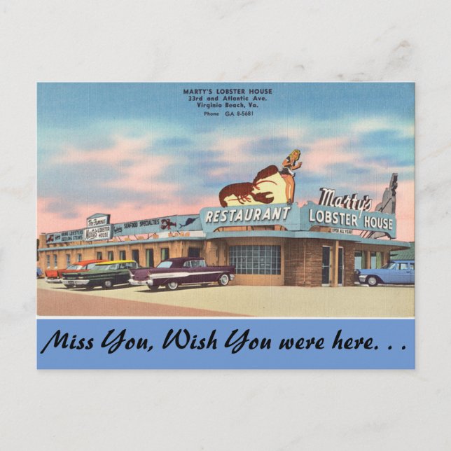 Virginia, Marty's Lobster House, Virginia Beach Postcard (Front)