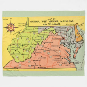 Virginia Maryland States Throw Blanket