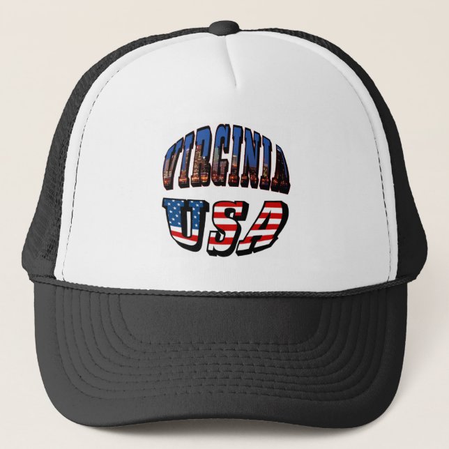 Virginia Picture and USA Text Trucker Hat (Front)