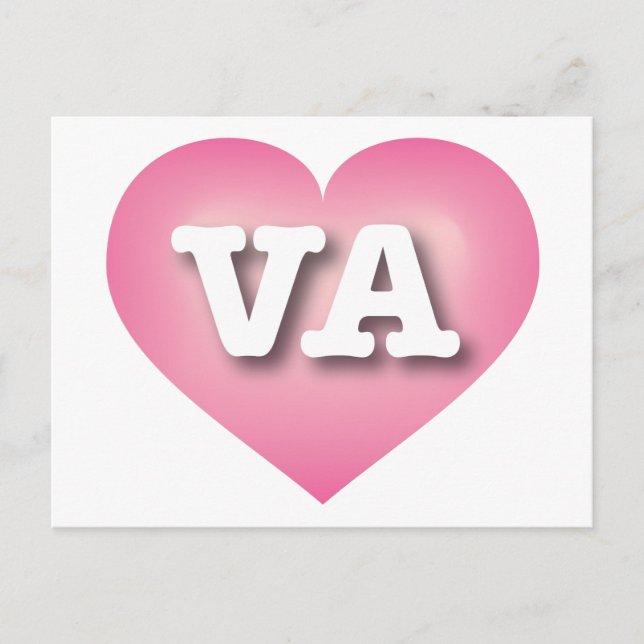Virginia Pink Fade Heart - I love VA Postcard (Front)