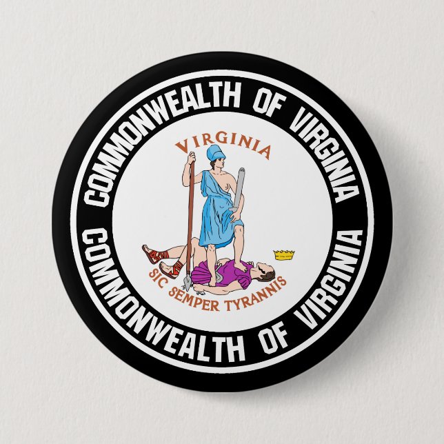 Virginia Round Emblem 3 Inch Round Button (Front)