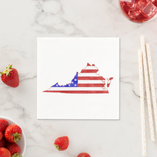 Virginia Shaped American Flag Patriotic Virginian Napkin