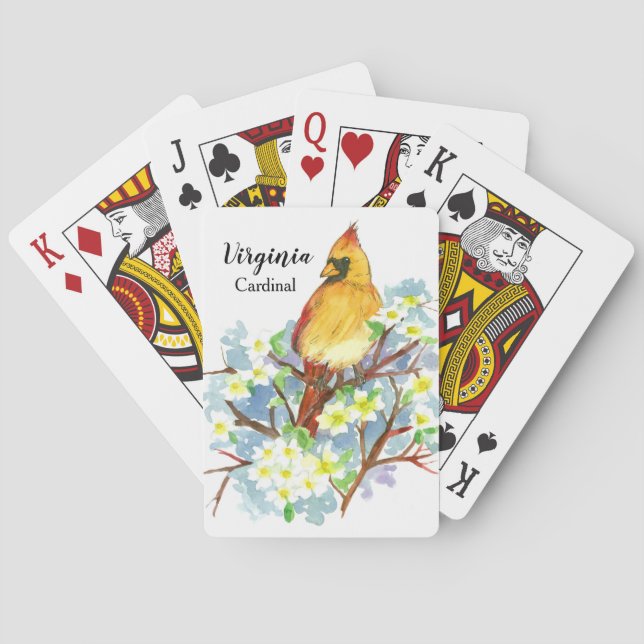 Virginia Souvenir Gift Cardinal Bird Dogwood  Playing Cards (Back)