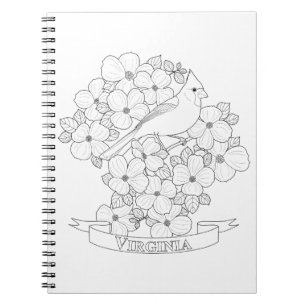 Virginia State Bird and Flower Colouring Page Notebook