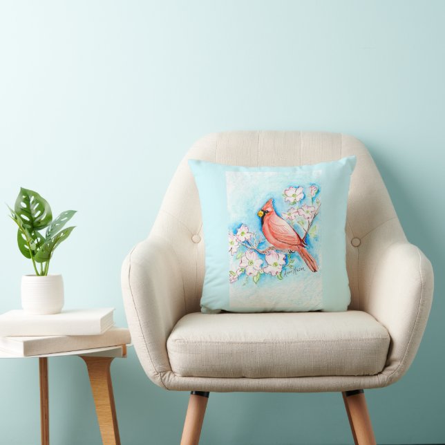 VIRGINIA - State bird & flower Throw Pillow (Chair)
