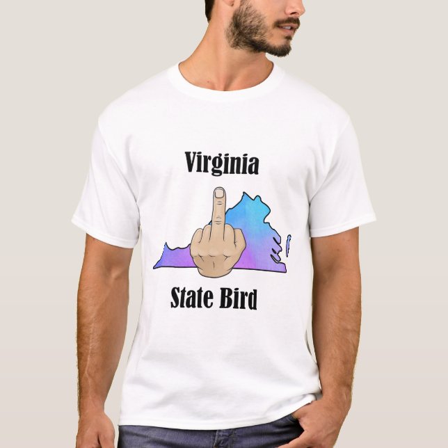 Virginia state bird t-shirt middle finger colour (Front)