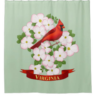 Virginia State Cardinal Bird and Dogwood Flower