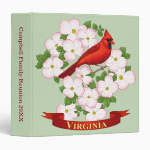 Virginia State Cardinal Bird and Dogwood Flower Binder