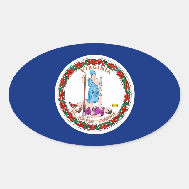 Virginia State Flag Design Oval Sticker (Front)