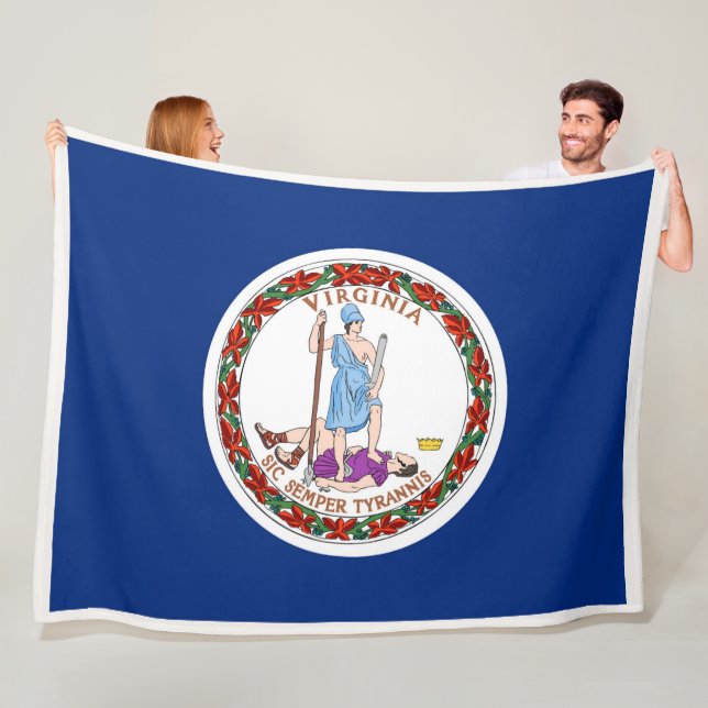 Virginia State Flag Print Patriotc Fleece Blanket (In Situ)