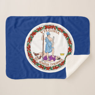 Virginia State Flag Print Patriotic Sherpa Blanket