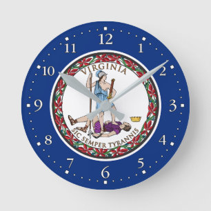 Virginia State Flag Round Clock