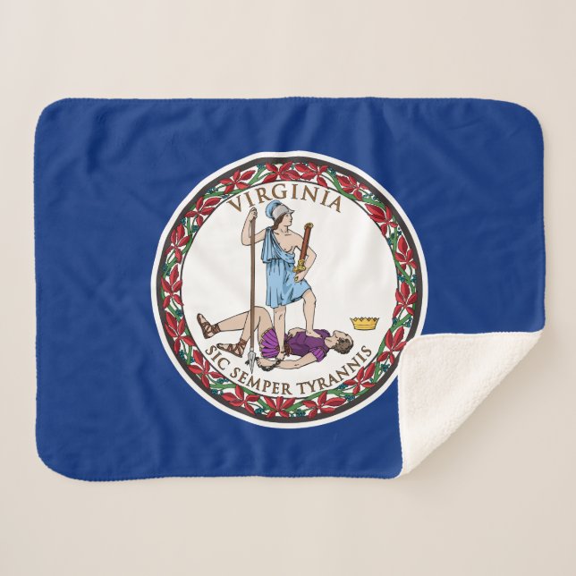 Virginia State Flag Sherpa Blanket (Front (Horizontal))