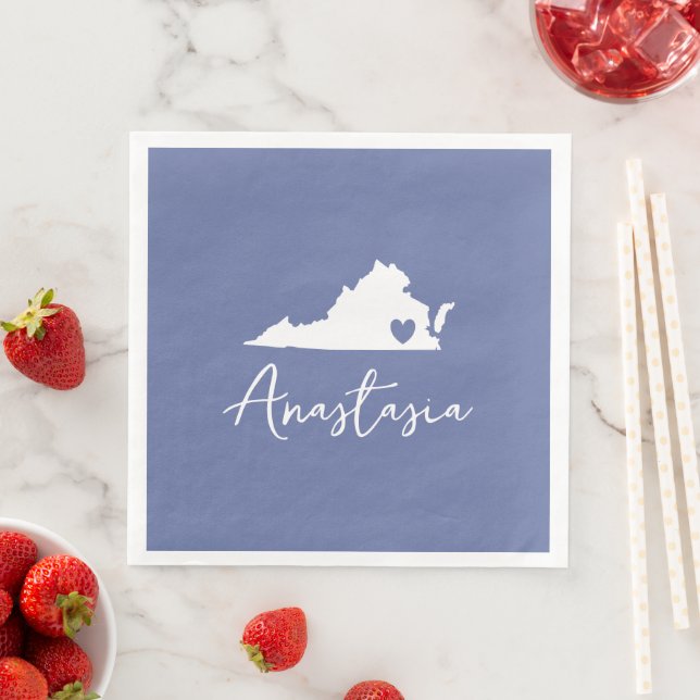 Virginia State Map Customizable Name   Napkin (Insitu)