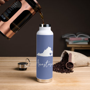 Virginia State Map Customizable Name Water Bottle