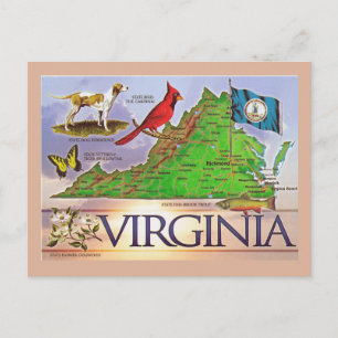 Virginia State Map Postcard