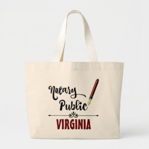 Virginia State Notary Public Ink Pen Large Tote Bag