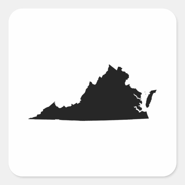 Virginia State Outline Square Sticker (Front)
