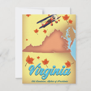 Virginia State retro Travel poster map